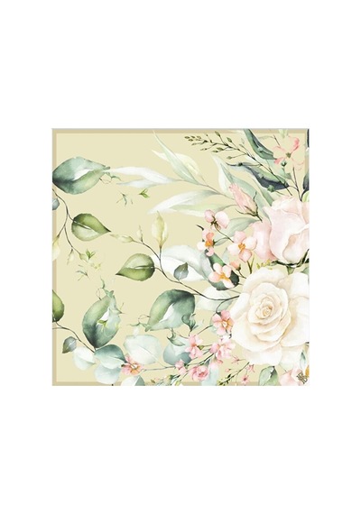 Bushu Çiçek Ve Desenli Twill Eşarp Açık Yeşil Romantik