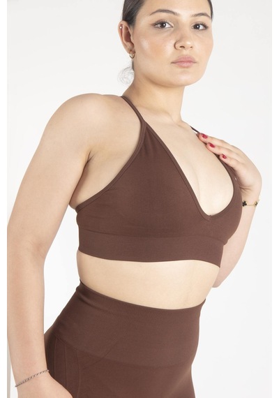 Nature The Brand Ntb İp Askılı V Yaka Sporcu Sütyeni, Fitness, Yoga, Pilates, Koşu, Antrenman Mavi