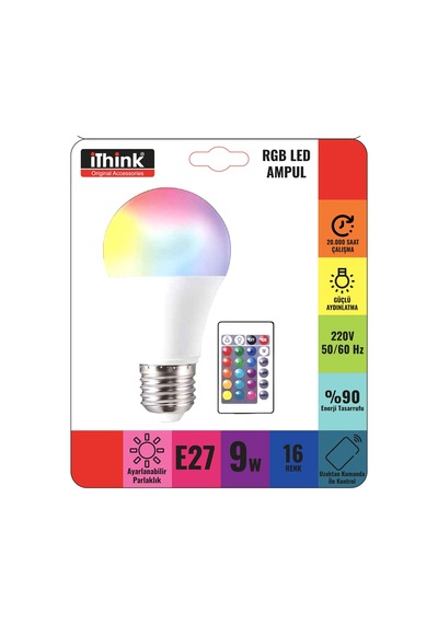İ'think Rgb Renkli Kumandalı Led Ampul Lp-42 3 Adet