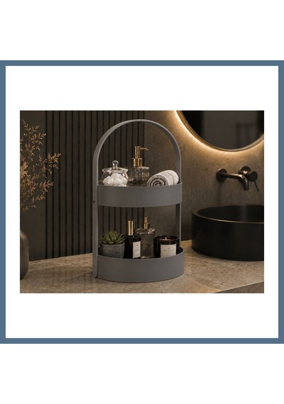 Buradabulabilirsin 3d Baskı İki Katlı Banyo Düzenleyici - Taşınabilir Organizer Ve Saklama Standı-gri Bbz
