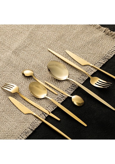 Belina 18 Parça Yemek Çatal Kaşık Bıçak Seti Parlak Gold