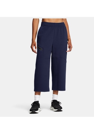 Under Armour Kadın Ua Unstoppable Fleece Grid Crop Eşofman Altı 1386492-410 Midnight Navy Black Lacivert - Siyah