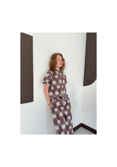 Verymoda Nakışlı Gömlek F1932 Kahve