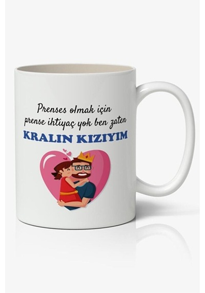 Prenses Olmak İçin Prense İhtiyacım Yok Ben Zaten Kralın Kızım Babalar Günü Baskılı Kupa Bardak Beyaz