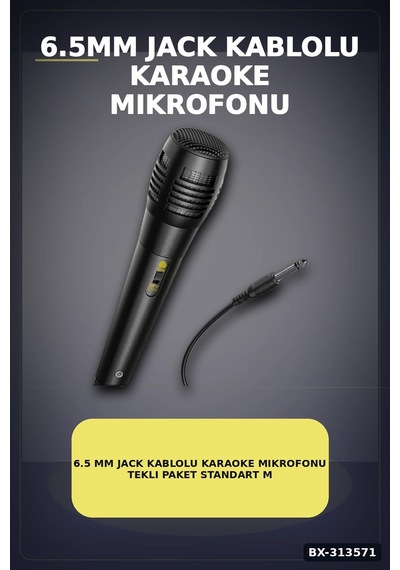 Bay 6.5 Mm Jack Kablolu Karaoke Mikrofonu Tekli Paket Standart Model Ses Sistemi Icin Bx-313571 Najmaddin