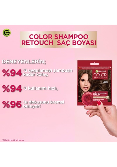 Color Shampoo Retouch Şampuan Kolaylığında Dip Boyası, Açık Kahve 5.0