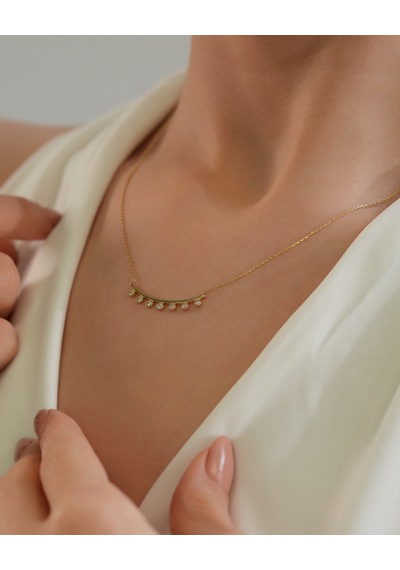 Debora Jewelry 14 Ayar Altın Zirkon Taşlı Modern Tasarım Kolye