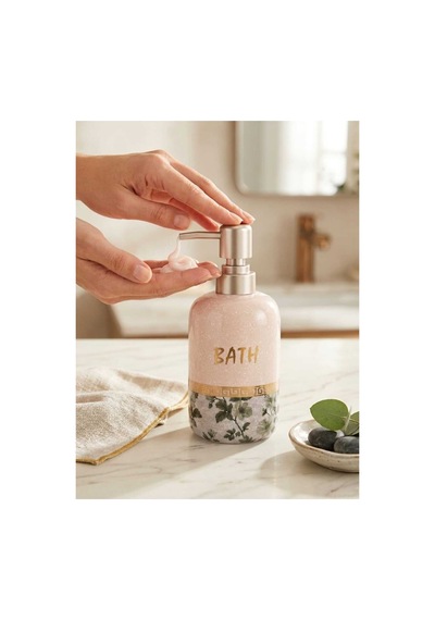 Porselen Sıvı Sabunluk - Lüks Banyo Ve Mutfak Sabunluk - 350 Ml Pembe - 887962033 Pembe