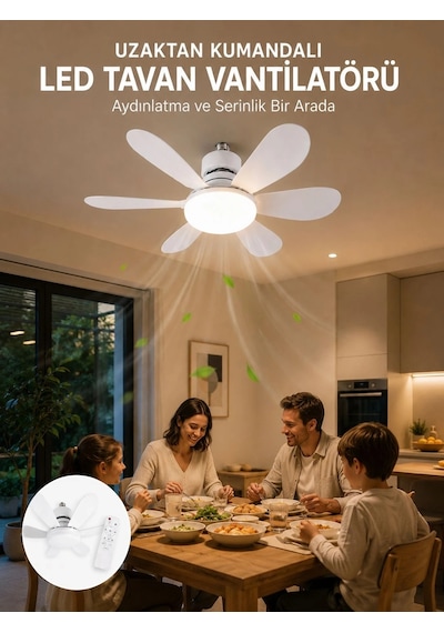 Ayarlanabilir Parlaklık Özellikli Led Tavan Vantilatörü Süper Sessiz Motor Teknolojisi Ve Güçlü Hava