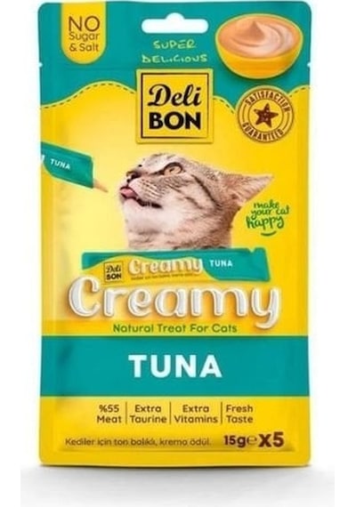 Delibon Creamy Ton Balıklı Sıvı Kedi Ödül Maması 5 x 15 G