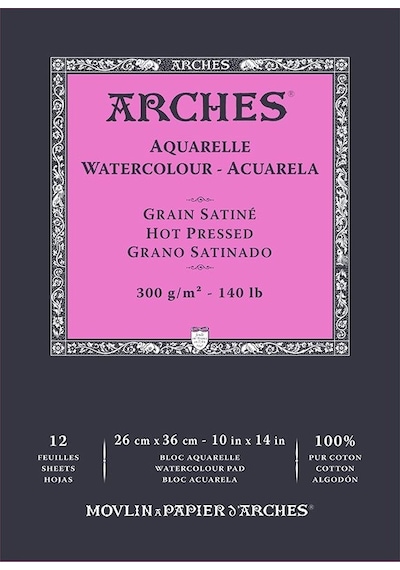 Arches Sulu Boya Blok Defter Hot Pressed 300G 12 Yaprak 26X36
