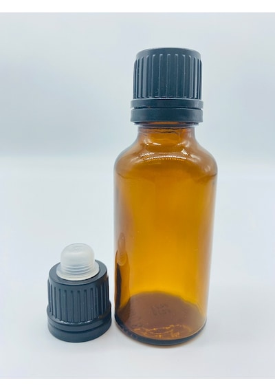 Şişe Dükkanı Kör Tıpalı Düz Kapaklı Cam Amber Şişe 10 x 30 ML