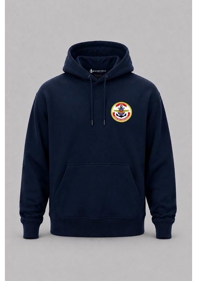 Bahriyeli Collection Kapüşonlu Tcb-651 Bulutlar Arası Tasarımlı Cep Ve Sırt Baskılı Unisex Sweatshirt Lacivert