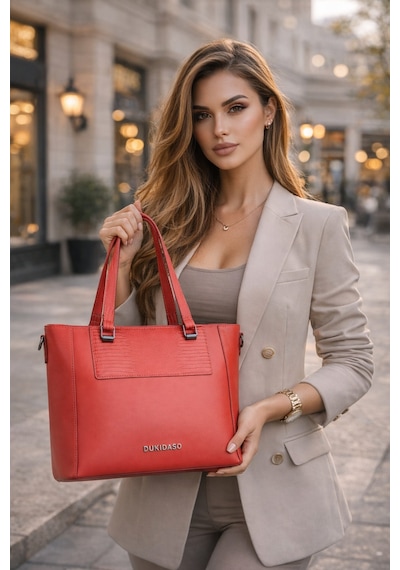 Dukidaso Kırmızı Casual Şık Kadın Omuz Çantası Kırmızı Mt1570