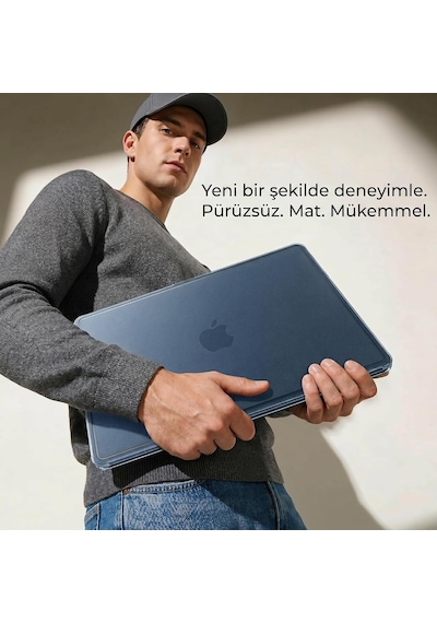 Macbook Air M5/m4/m3/m2 13.6 İnç İle Uyumlu Mat Kılıf Köşe Korumalı Ve Şeffaf Çizgi Detaylı Tasarım 2026/2025/2024/2023/2022 A3449 - A3240 - A3113 - A2681 Mavi Şeffaf Belirtilmemiş