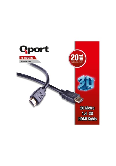 Qport Q HDMI20 HDMI Kablo 20Mt Ver1.4 Altın Uçlu 3D
