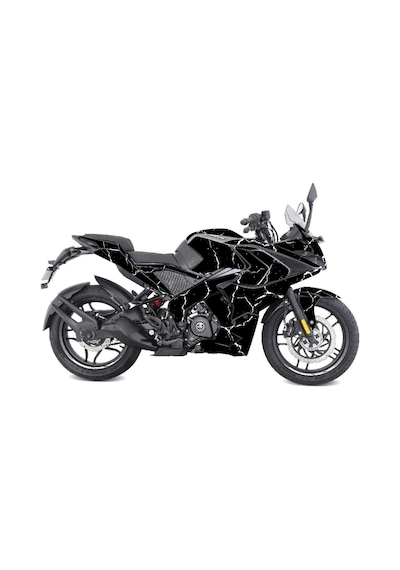 Bajaj Rs200 Sticker Şimşek Desen Motosiklet Kaplama Tasarımı Beyaz