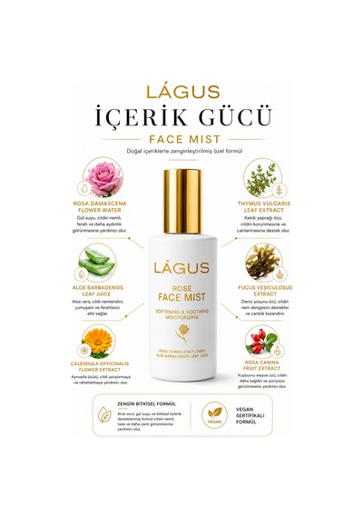 Lágus Gül Mayalı Nemlendirici ve Canlandırıcı Yüz Spreyi 100 ML