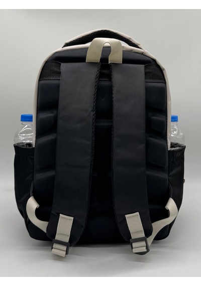Suya Dayanıklı İlk Okul Çantası 3'lü Seti Unisex Çocuk İlkokul Çantası Ldc-8010 Bej-siyah Açık Bej