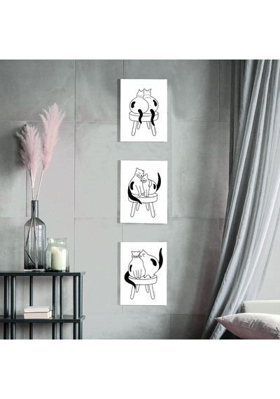 3’lü Poster Yan Yana Serisi - Kediler  21×30 cm
