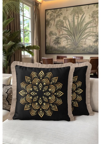 Lüks Mandala Saçaklı Yastık Kılıfı - Geometrik Bohem Siyah Altın Renkli Püsküllü Kırlent Kılıfı Canlı Yağmur Bej Lüks Mandala Saçaklı Yastık Kılıfı - Geometrik Bohem Siyah Altın Renkli Püsküllü Kırlent Kılıfı Canlı Yağmur Bej