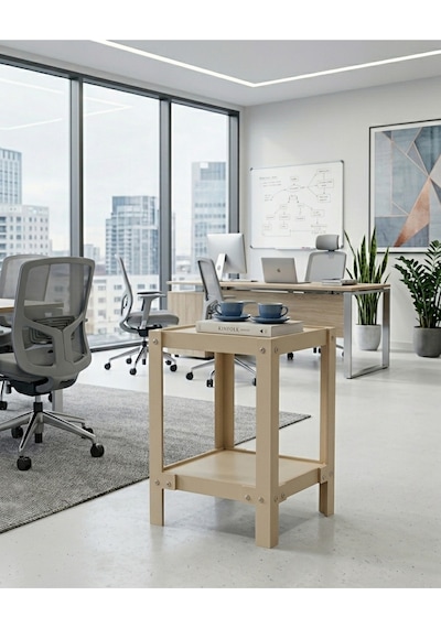 Modern Kare Sehpa , Komidin İle Rafine Düzen 50x30x30 Gri