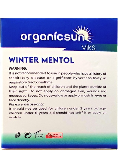Organicsun Winter Mentol Buharlaşan Merhem Viks 40 G