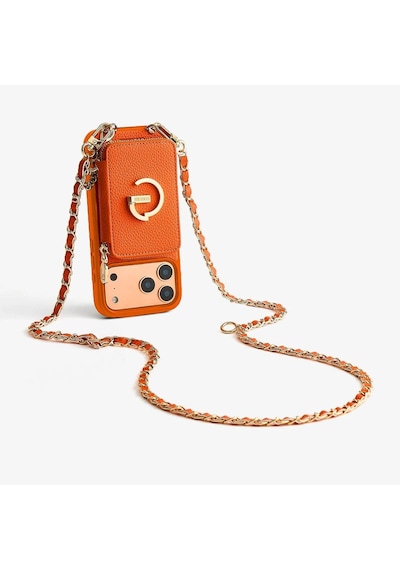 Kombinlenebilir - Uzun Zincir Crossbody Telefon Omuz Askısı - By Bera Lina Turuncu