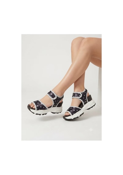 Elvı Siyah Kadın Dolgu Topuklu Spor Sandalet 9 Cm Siyah