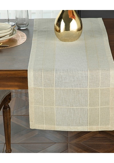 Luxe Keten Runner Bej Bej