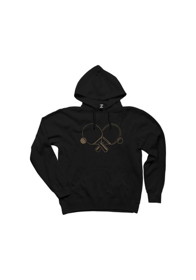 Ping Pong Rackets Soft Siyah Kapşonlu Sweatshirt Hoodie Siyah