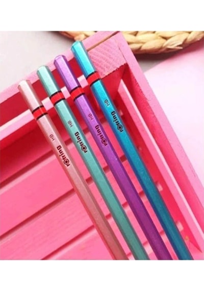Rotring Metalik Kurşun Kalem 4 Lü 1 Paket Siyah Renkli Kurşun Kalem 4 Renk Hb Kurşun Kalem Çok Renkli