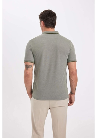 Defacto Slim Fit Dar Kesim Polo Yaka Kısa Kollu Pamuklu Tişört D0033AXNS Haki