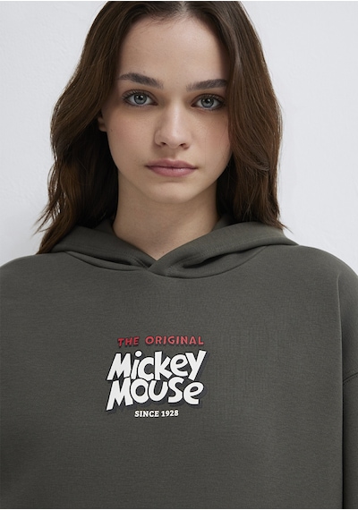 Mavi - Mickey Mouse Sırt Baskılı Haki Sweatshirt 1s10521-71553 Yeşil
