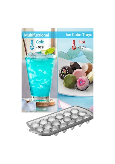 Elmas Şeklinde Pratik Buz Kalıbı 18 Bölmeli 2 Adet Plastik Diğer