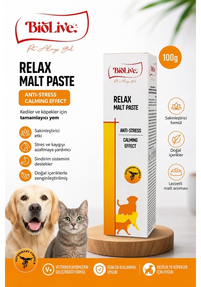 Biolive Relax Malt Paste Kedi Ve Köpekler İçin Anti-stress Malt Macunu 100 G