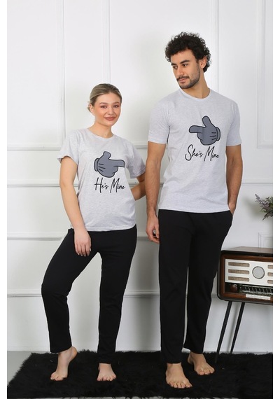 Akbeniz Erkek Pamuk Penye Sevgili Kombini Pijama Takımı Gri 50126 Tek Takım-gri Erkek Gri