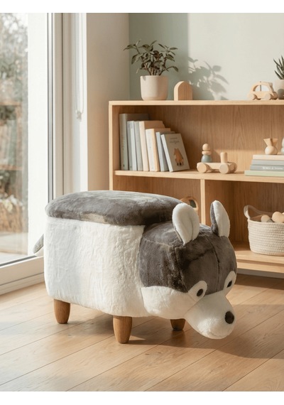 Zooturak Kurt Husky Sandıklı Puf Koltuk Bej - Krem