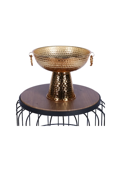 Yapay Çiçek Sitesi Metal Dekoratif Ayaklı Sunumluk Çiçeklik Küpeli Altın 19 Cm Altın