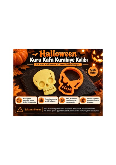 Halloween Kuru Kafa Kurabiye Kalıbı - Kafatası Hamur Kesici Cadılar Bayramı Diğer