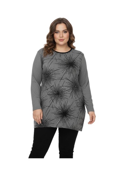 Kadın Yumoş Taşlı Baskılı Tunik Bgl-st05071 Gri