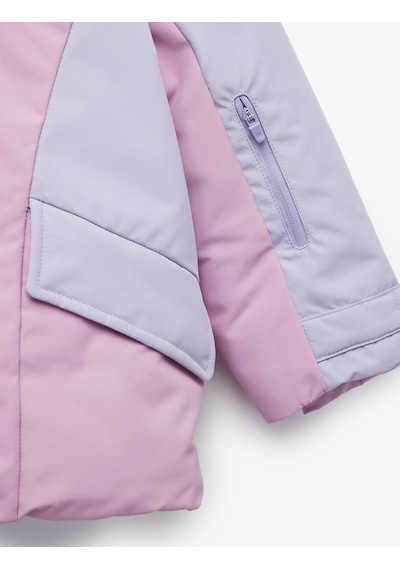 Koton Uzun Kollu Kapaklı Cep Detaylı Renk Bloklu Fermuarlı Kapşonlu Oversize Mont Pembe 6wmg00015aw Gül