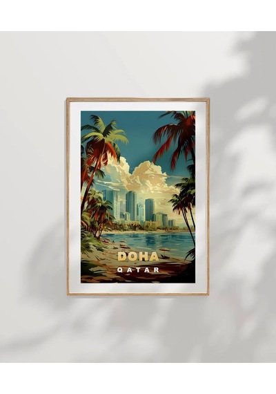 Çerçevesiz Poster Doha Şehir Manzarası