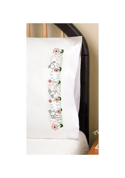 Tobin T232113 Damgalı Yastık Kılıfı Çifti Nakış Seti, 50,7 Cm X 75,8 Cm, Koyun, Beyaz 50 x 22