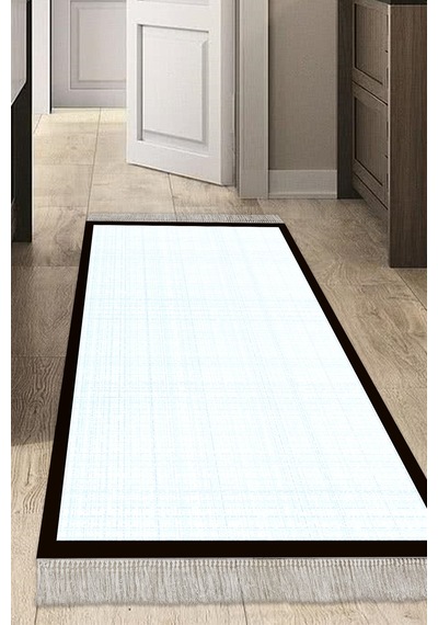 Kaymaz Taban Djt Banyo Mutfak Salon Halı Trend Saçaklı Dokuma Desen E5007 Açık Mavi