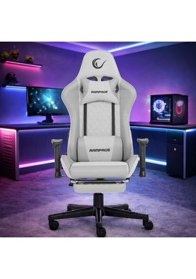 Rampage Kl-r27 Elemental Ayak Dayama Yerli Terletmez Kumaş Gri / Karbon Gaming Oyuncu Koltuğu Beyaz