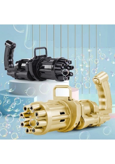 2 Adet Siyah Gold Çoklu Köpük Atan Köpük Tabancası Vıp Bubbles Gun Pilli Baloncuk Tabancası 20x7 Cm