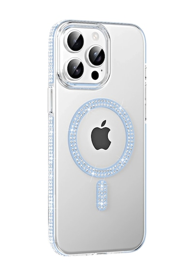 Mey İthalat Apple Uyumlu iPhone 15 Pro Move Taşlı Magsafe Kapak - Mavi