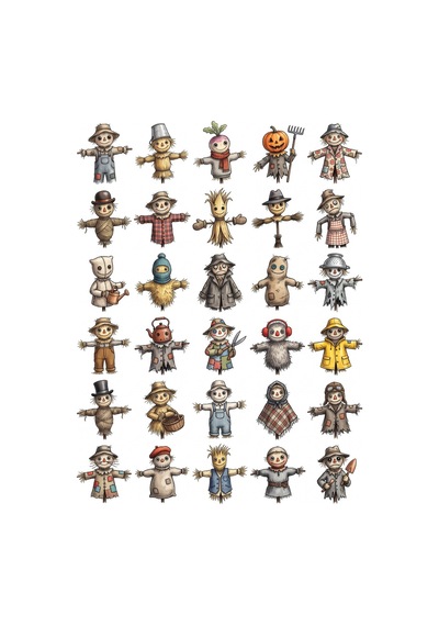 30 Adet Nostaljik Bahçe Korkuluğu Sticker Seti - Defter, Matara Ve Laptop Çok Renkli
