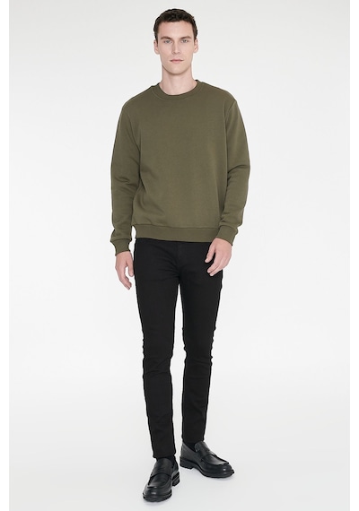 AC&Co / Altınyıldız Classics Erkek Hakı Standart Fit Normal Kesim İçi Polarlı Bisiklet Yaka Sweatshirt Haki